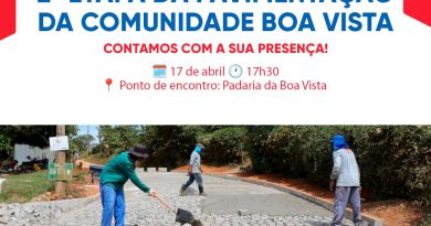 Prefeitura realizará assinatura de ordem de serviço para início da 2° etapa da pavimentação da comunidade Boa Vista